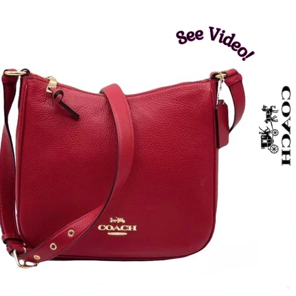🍒 COACH Authenticated Leather Ellie File  Crossbody in Garnet Red 🍒 - Picture 14 of 14